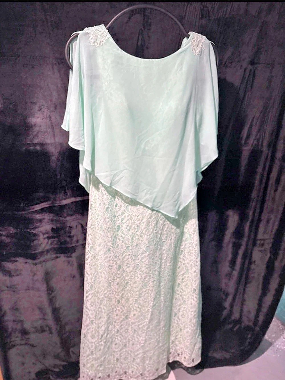 Floral Lace Maxi Dress in Green & White NWOT